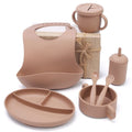 Custom New Design Oem Print Suction Divided  Tableware Dish Bowl Plate Silicone Baby Feeding Set