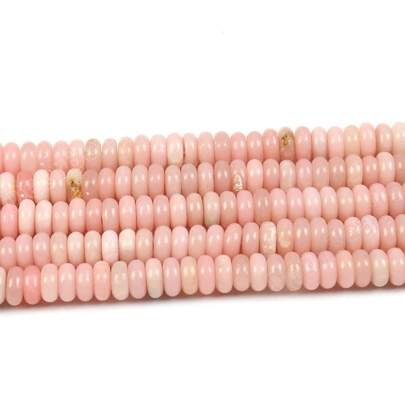 Heishi Spacer Rondelle Gemstone Beads Strand Chinese Pink Opal Abacus Rondel Disc for Necklaces Making 2x6mm