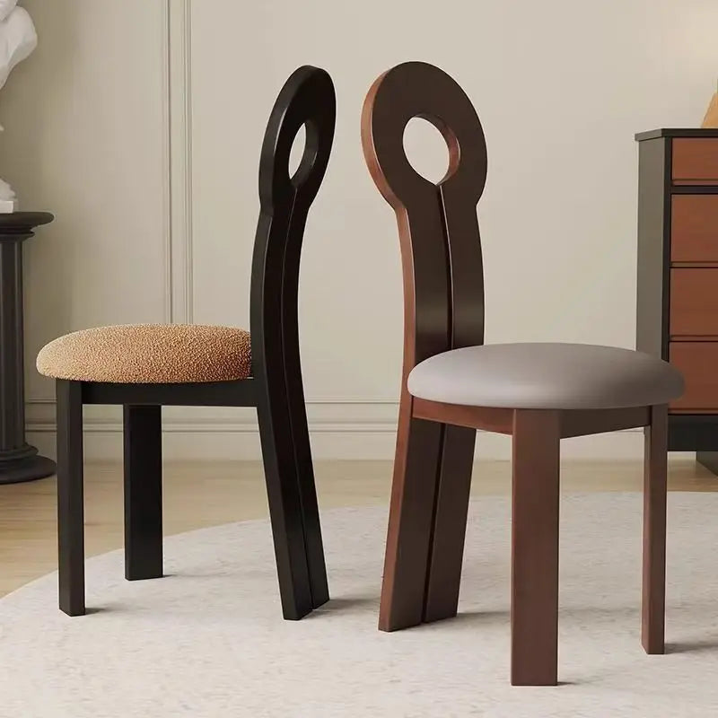 BST Designer Creative Solid Wood Dining Chair Retro Simple Backrest Leisure Chair Studio Study Light Luxury Italian Fabric Chair