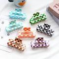 4 Inch Rectangle Checkered Acrylic Hair Claws Large Fashion Hair Clips Accessories for Women and Girls with Thick Hair