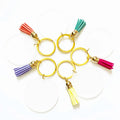 30mm 40mm 50mm Round Heart Hotel Shape Acrylic Keychain Blanks with Tassel Colorful Acrylic Blank Keychain for DIY