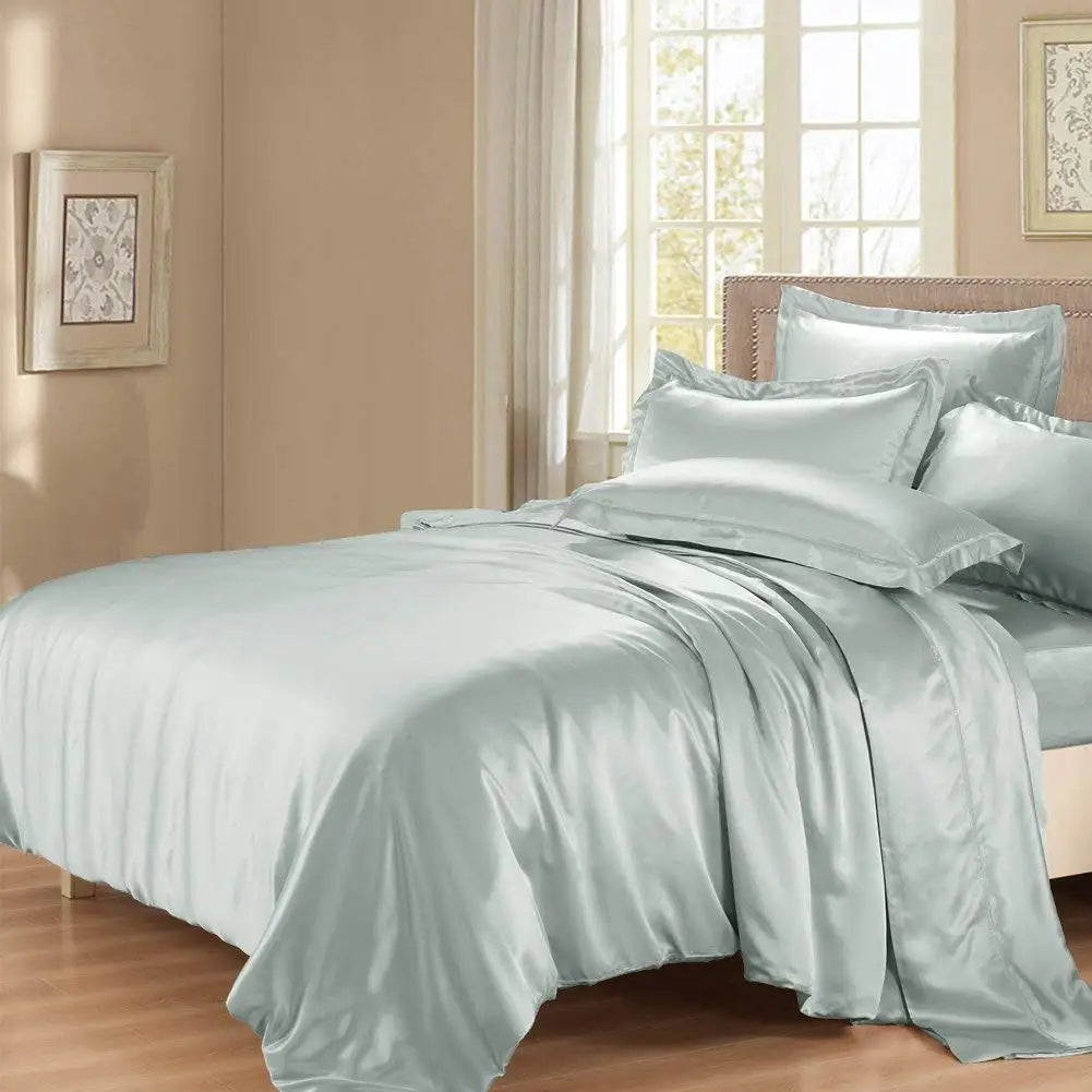 China Factory THXSILK 19/22/25MM Seamless Plain Dyed 100% Silk Duvet Cover Silk Bed Set Silk Bed Sheet