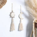 Handmade Beige Cotton & Wood Sun Moon Star Macrame Boho Wall Hanging 25cm Home Decor Ornament