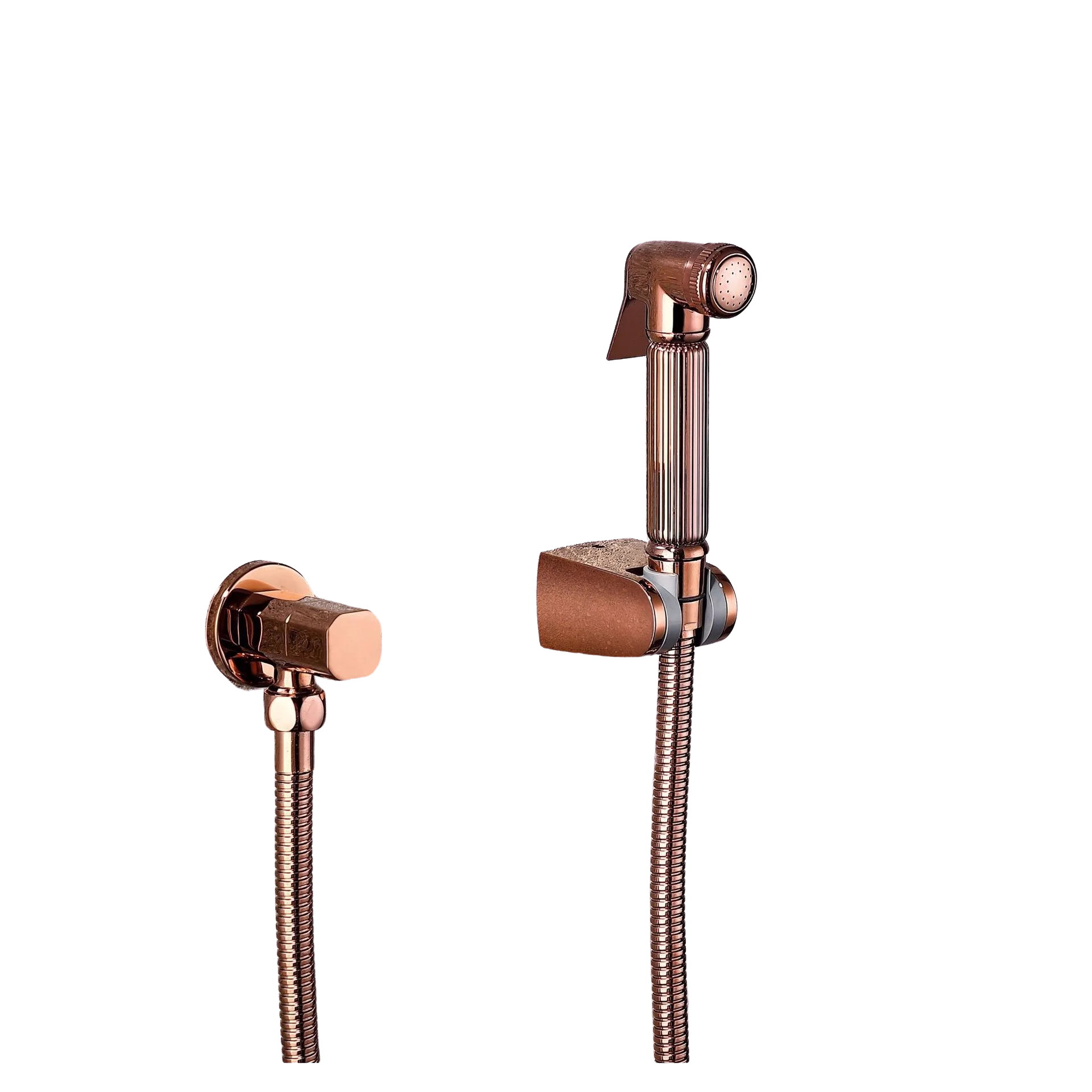 Modern Rose Gold Handheld Bidet Set Brass Wall-Mounted Hotel Toilet Sprayer with Easy Installation