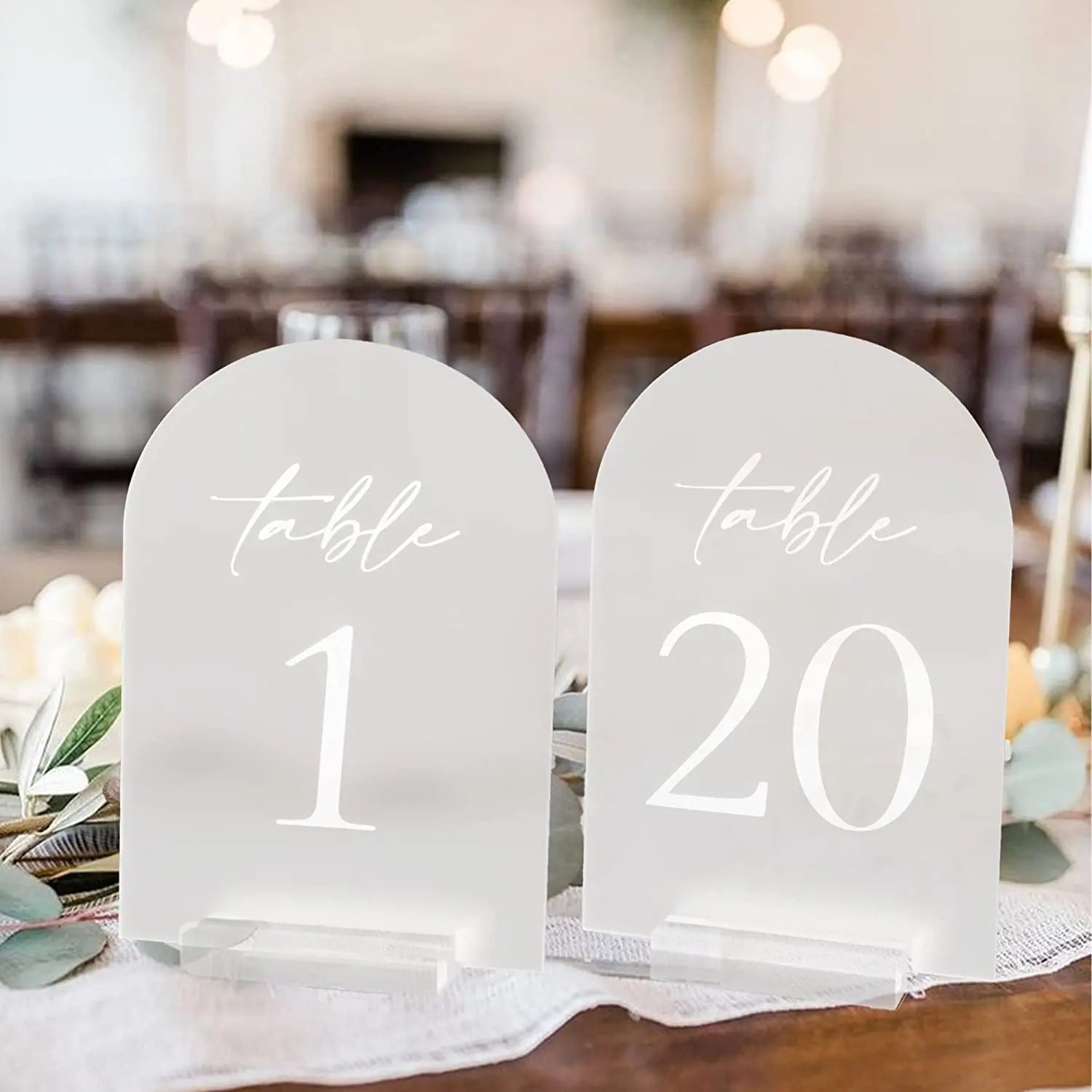 Frosted Arch Blank Acrylic Table Numbers Holder Stand 5x7"/4x6" Place Cards & Table Numbers for Table Decorations