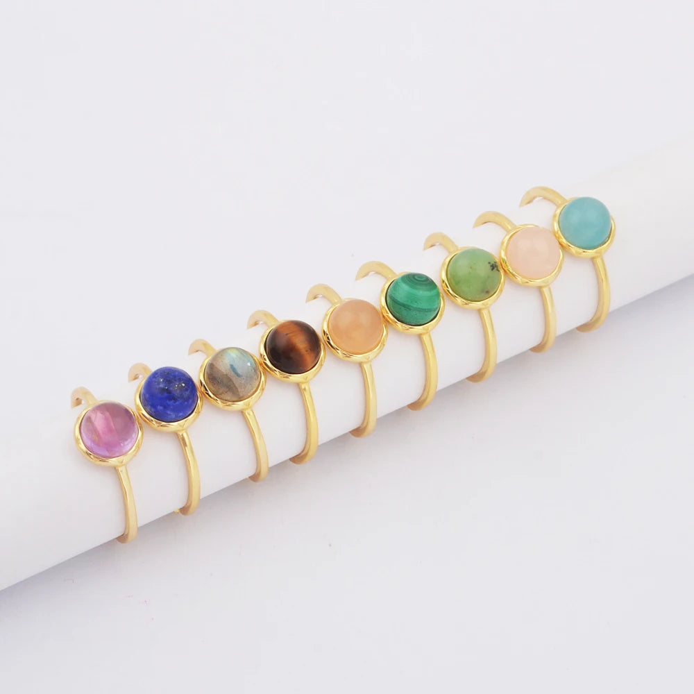 QS380R Wholesale 925 Sterling Silver Malachite Ring Adjustable Healing Crystal Gemstone Silver Ring