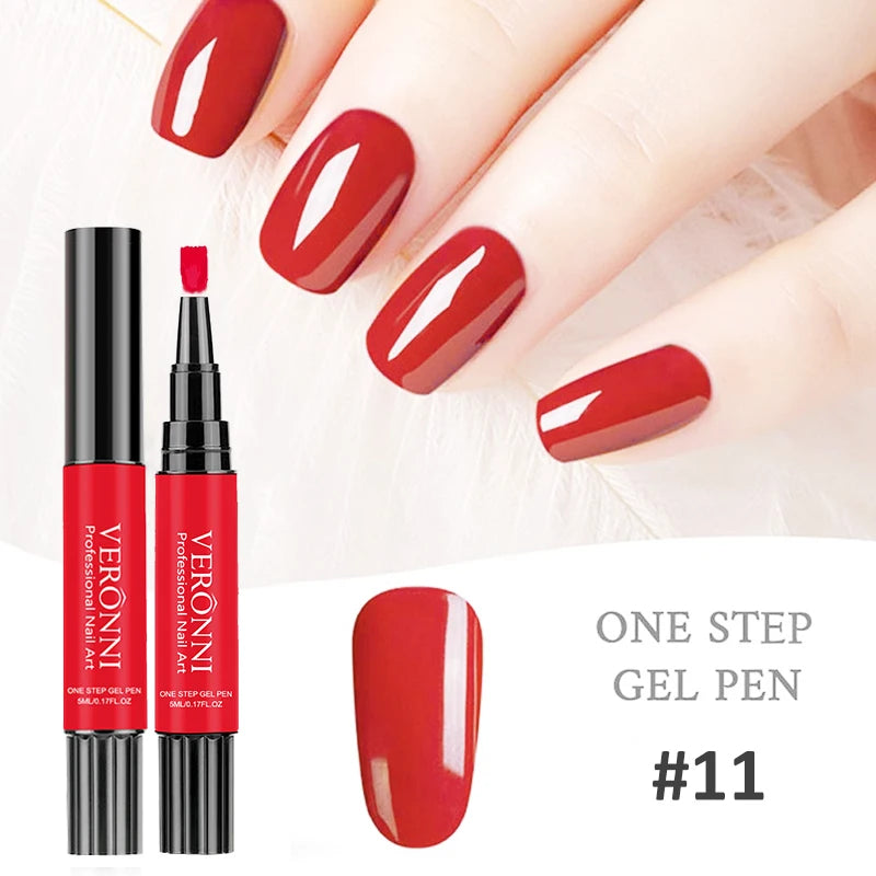 12 Color Nail Art 3 in 1 Nail Gel Polish Pen UV Gel Design One Step Gel Polish