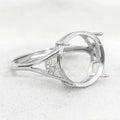 Sterling Silver 14*14mm Semi Mount Ring Empty Frame Blank Support Setting S925 Base Holder Without Center Stone for DIY Inlay