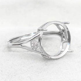 Sterling Silver 14*14mm Semi Mount Ring Empty Frame Blank Support Setting S925 Base Holder Without Center Stone for DIY Inlay