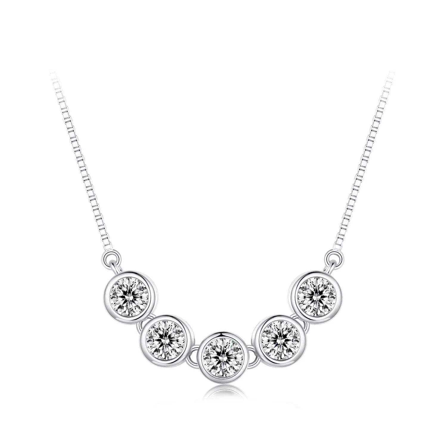 925 Sterling Silver Fashion Jewelry Necklaces 0.3ct Moissanite Necklace Electroplated Platinum Pendant Adjustable Necklace