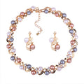 XD-04 Wholesale Fashion Women Jewellery Jewelry Sets Earrings and Crystal Pearl Charm Necklace Stud Earring Jewelry Set