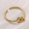 Tarnish Free Women Finger Band Non-Fading 18K Gold PVD Plated Non-Allergic Stainless Steel Ring Set Lucky Love Knot Open Ring