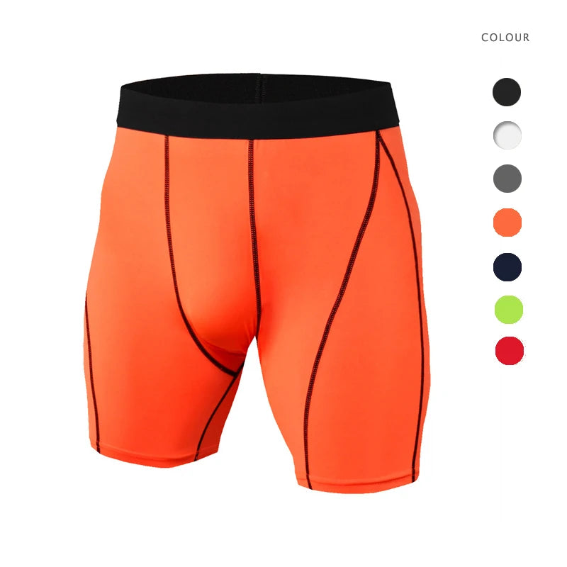 Men's Quick Dry Sports Compression Shorts Solid Pattern Fitness Base Layer Work Out Leggings Stretch Tight Pant