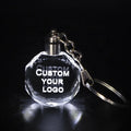 Factory Wholesale Blank Led Crystal Keychains Custom 3d Laser Engraved Car Logo Crystal Glass Keychain