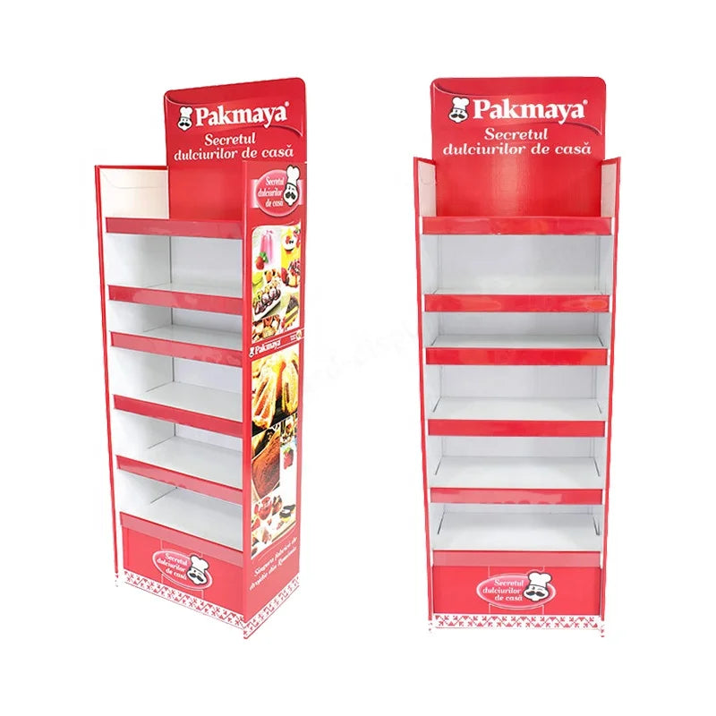 Recyclable Carton Paper Floor Display Stand Custom Printing Retail Cardboard Floor Display Stand for Food