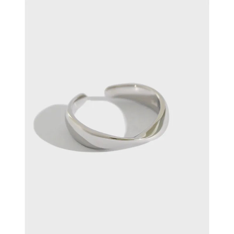 High Quality Twist Design S925 Sterling Silver Mobius Twist Open Resizable Rings for Women JT267