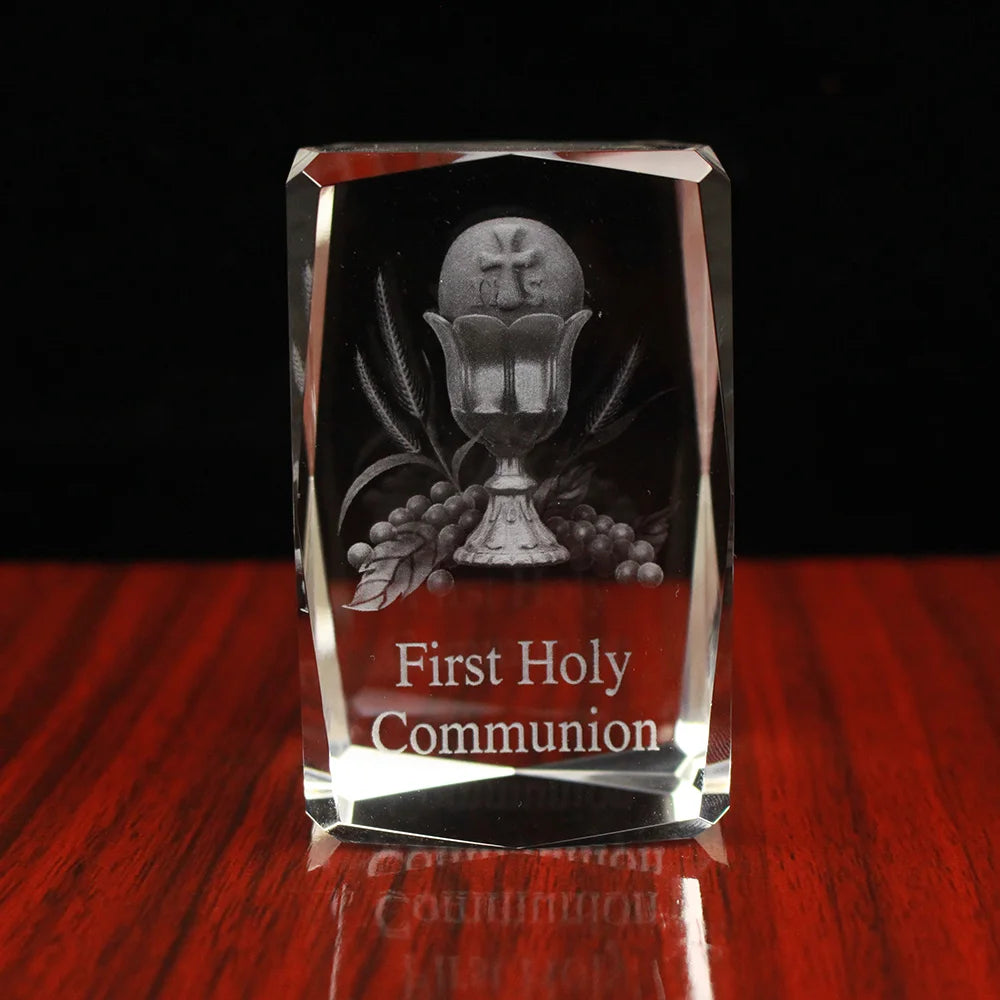 Crystal Christian Gift 3D Laser Engraved Holy Grail Photo Crystal Cube Baptism Gifts Souvenir
