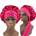 Fashionable Silky Adjustable Wide Brim Ribbon Satin Bonnet With Tie Shower Cap