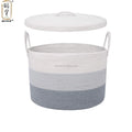 KUYUE Grey Rectangular Extra Large Cotton Rope Storage Baskets with Lid