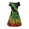 Factory Outlet Polynesian Tapa Tribal Print Custom Personality Luxury Trendy Casual Women's Round Neck Short Sleeved Dress Cheap
