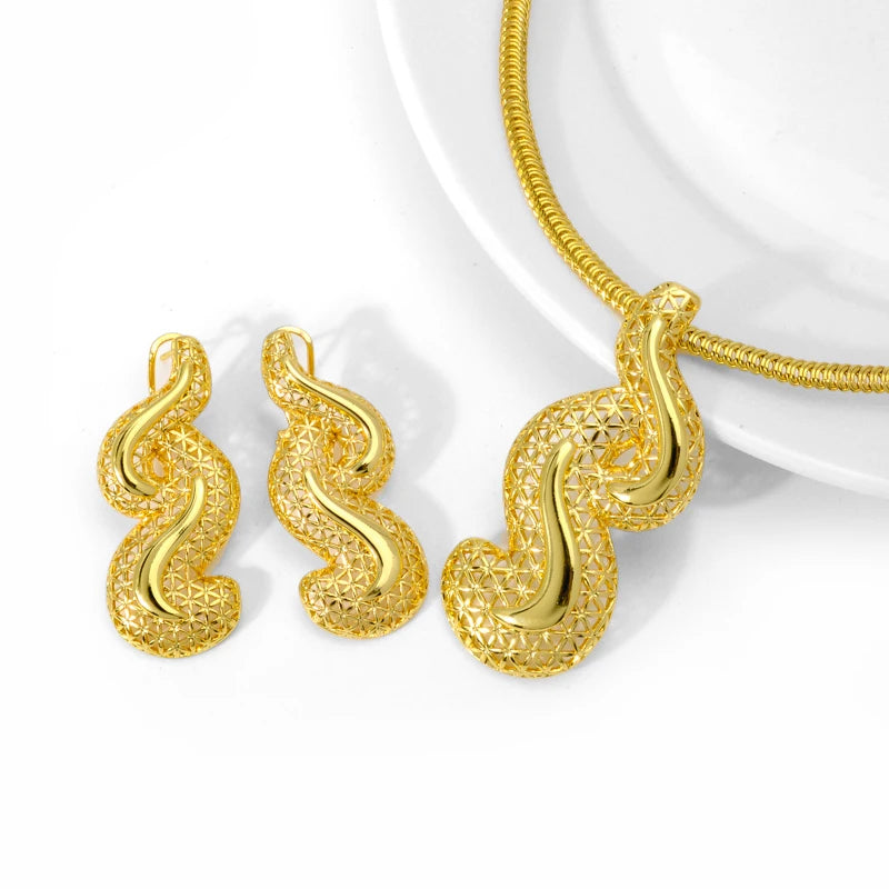 New Fashion Wholesale  Copper Jewelry Sets Brazilian 18k Gold Plated Jewelry