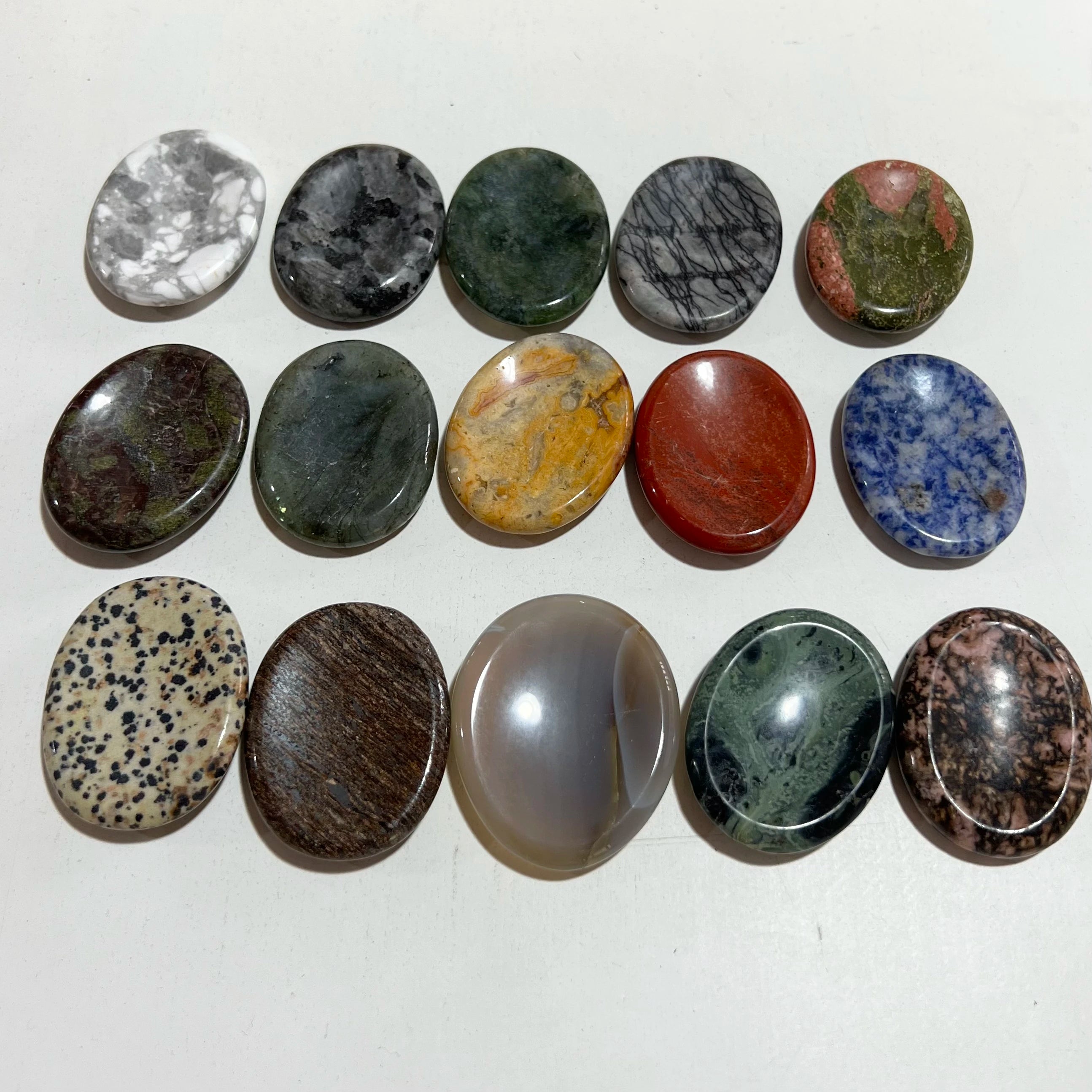 Natural Crystal Worry Stones Healing Gemstone Palm Pocket Amethyst Quartz Thumb  Stone