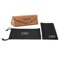 Yingmo Custom Logo Print Black Foldable Eyewear Case Set Velvet Lining Cork Leather Material Sunglasses Storage Box Custom Color