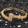 New Hip Hop Bracelet with Square Zircon Inlaid Opening Trendy Punk Style Bracelet Fashionable Light Luxury Jewelry