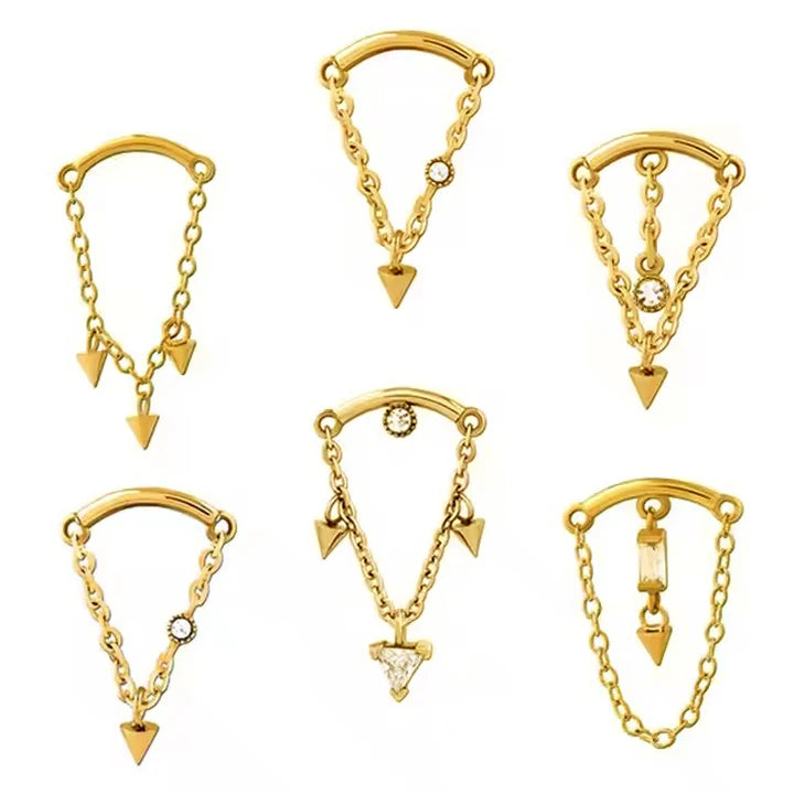 Lotus Wholesale Surgical Steel Tassel Chain Helix Cartilage Hidden Chain Earrings Body Jewelry  Ear Piercing