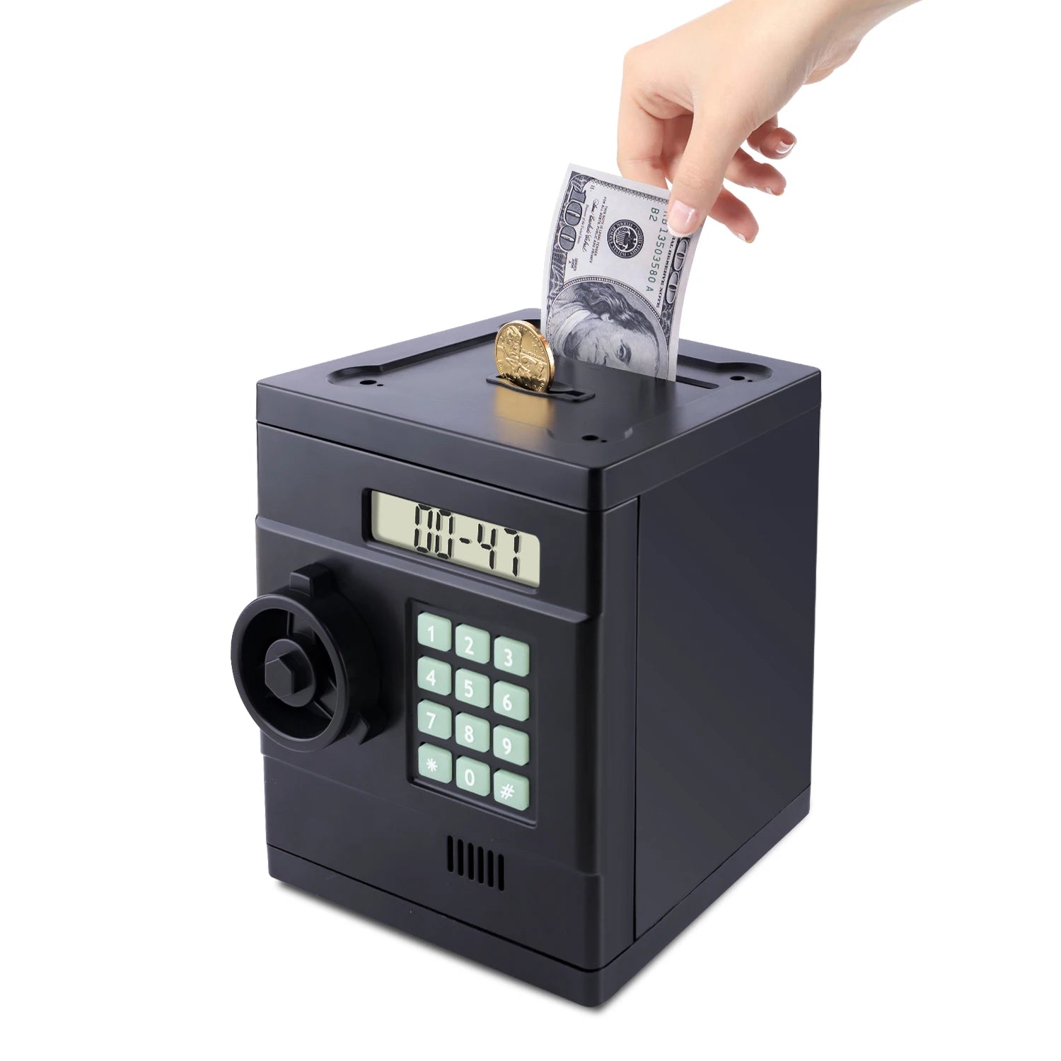 Mini Digital Coin Counter Piggy Bank Automatic Scroll Paper Money Box with Password Protection for Cash Savings