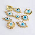 CZ8144 CZ Paved MOP Mother of Pearl Shell Evil Eyes Charm Connectors Hand Heart Shape Connector for Jewelry Making