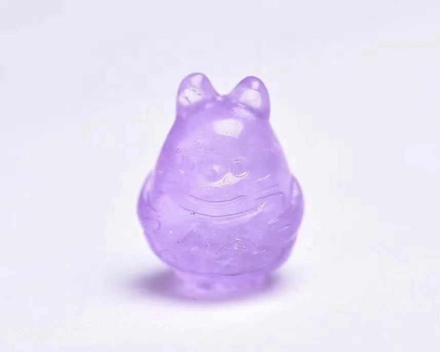 Quartz Healing Crystal Cartoon Figurine Carvings Amethyst Totoro Pendant