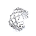 New Arrivals Chunky Finger Ring Rhombus Shape Silver 925 Hollow Open Rings for Girls