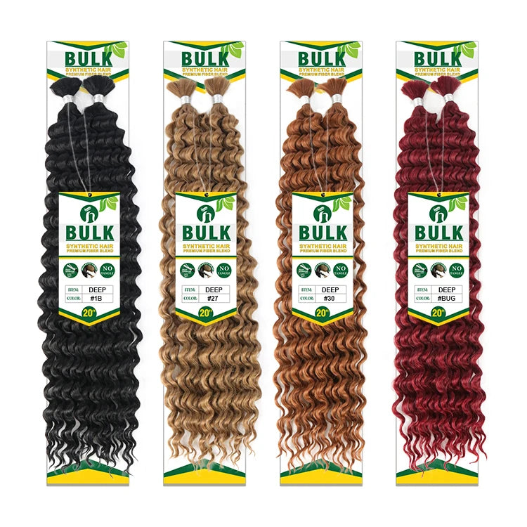 Julianna Wholesale 20Inch Deep Water Wave Super Wave Straight No Weft Synthetic Bulk Braiding Hair Extensions