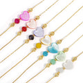 Go2boho 18k Gold Plating Bead Handmade Mother Pearl Colourful Heart Charm Bracelet Bohemian Fashion Jewelry Women Couple Gifts