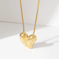Fashion Trendy 18K Gold Clear Cubic Zircon Stainless Steel Jewelry Heart Love Pendant Necklace
