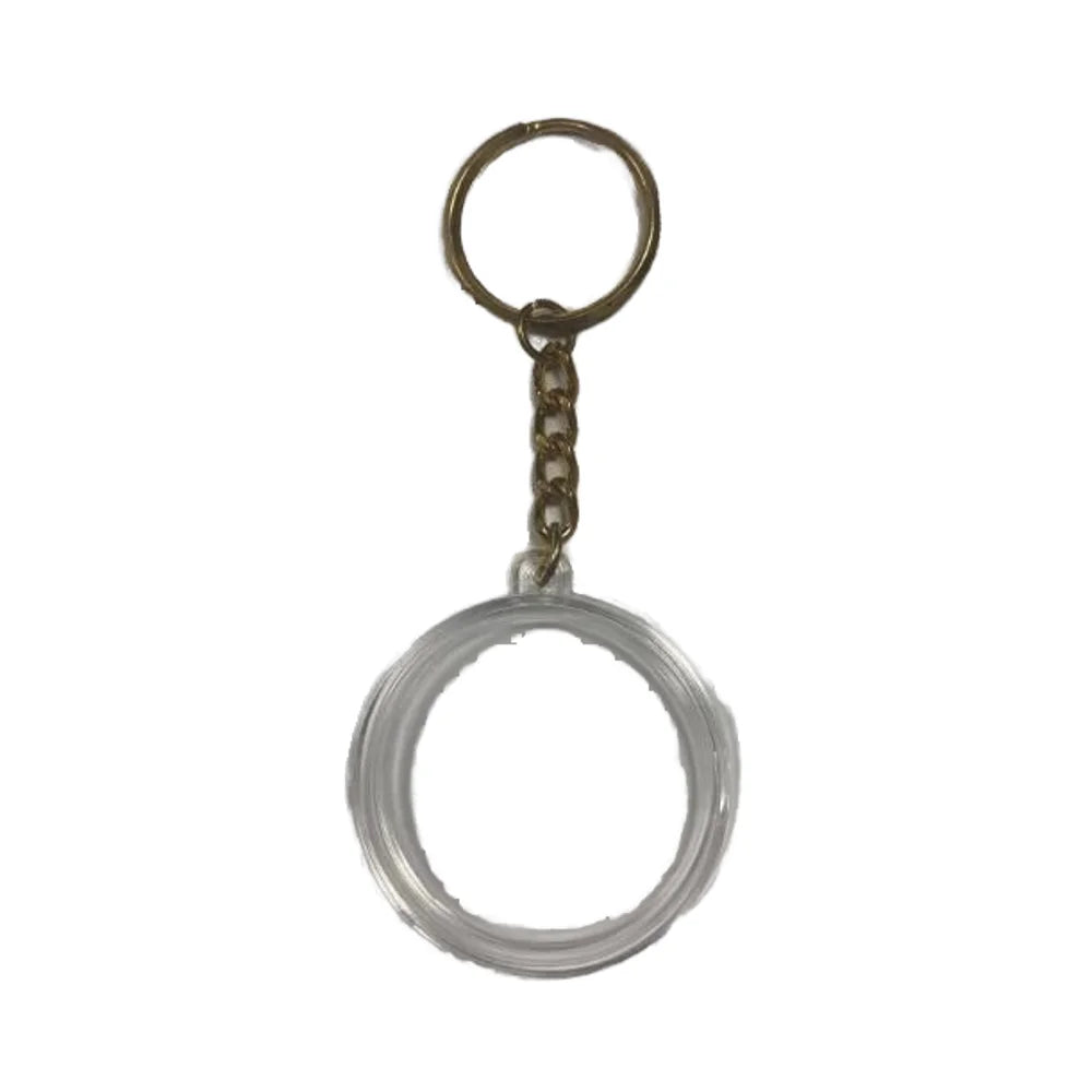 Wholesale Iron Commemorative Badge Keychain Offset Printing Acrylic Capsules Badge Holder Keychain
