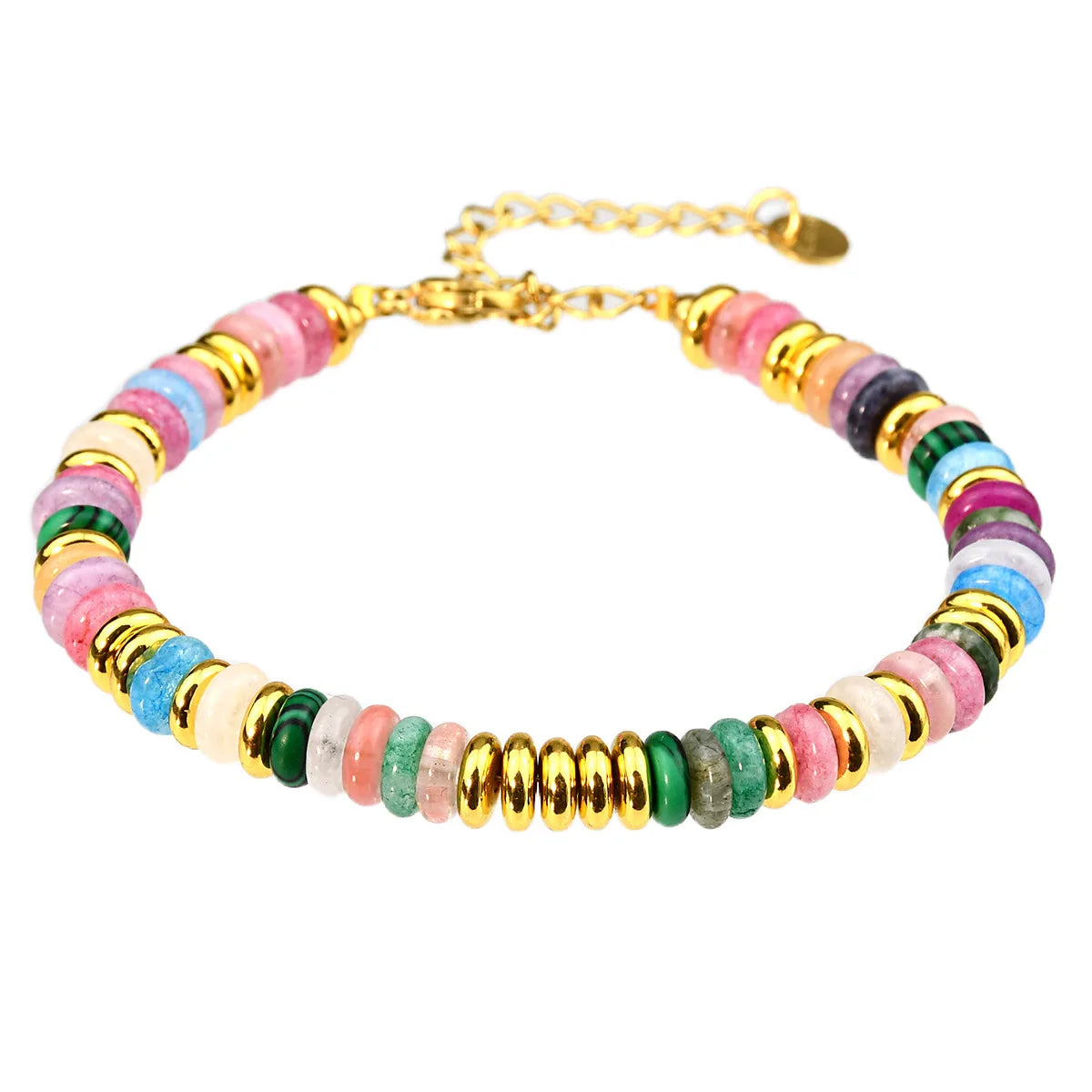 Bohemian Natural Stone Colorful Tarnish Free Frisbee Beaded Bracelets Loose Crystal for Women Gifts Fashion Jewelry