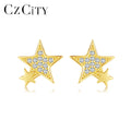 CZCITY Popular Earing New Lady Jewelry Korean Elegant Whole Sale Diamond 14K Gold Plated CZ Earring