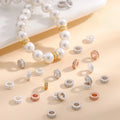 S925 Sterling Silver Inlaid Diamond Round Spacer Beads 18K Gold Plated Necklace Bracelet Pendant DIY Accessories Jewelry Making