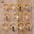 Thin Crystal Point Double Bead Ring  Adjustable  Gold Rings for Women Jewelry Gift for Her