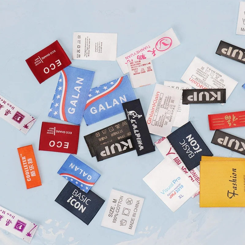 Custom Your Logo High Density Damask Woven Label Neck Woven Labels for Men's Wear and Hats