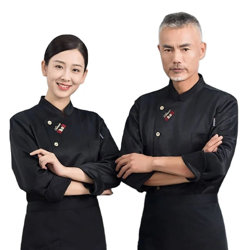 Wholesale Embroidery logo Kitchen Hotel Restaurant Sushi Chef Uniform Long Sleeve Unisex Chef Jacket Coat Uniform for Women Men