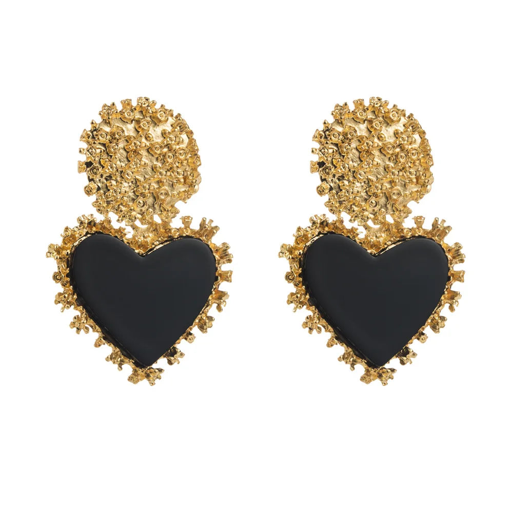 Simple Gold Plated Exaggerated Heart Earrings Fashion Luxury Earrings for Women