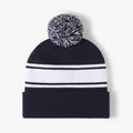 Custom Fashion Adult Knitted Jacquard Embroidery Winter Hat Toque Pom Pom Beanie Bobble Hat With Custom logo