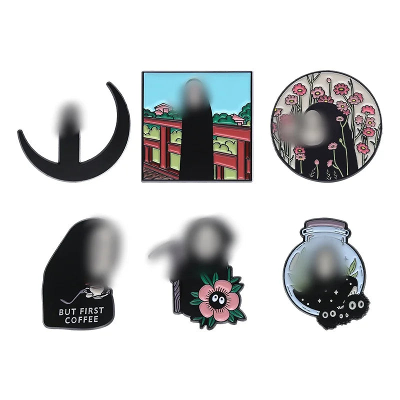 Alloy Anime Studio Ghibli No Face Enamel Pin Funny Miyazaki Hayao Brooch