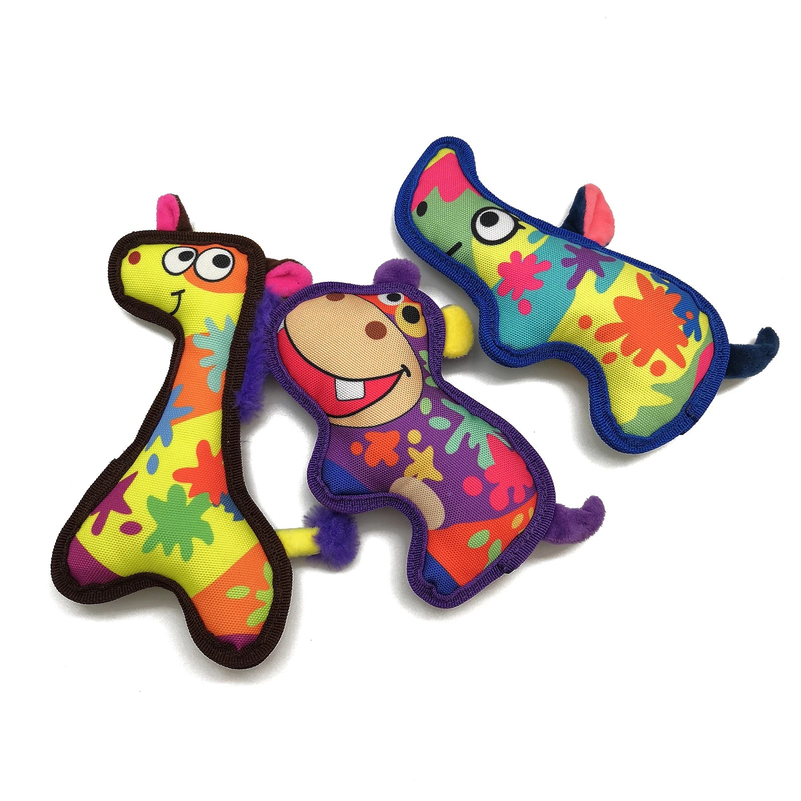 Oxford Colorful Printed Rhino Durable Chew Squeaky Stuffed Animal Toys Plush Dog Toys Wholesale