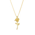 Fashion Pendant Necklaces 925 Sterling Silver Flower Necklace Simple Rose Plain Gold Plated Necklaces for Women