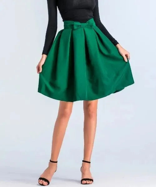 Elegant Space  Women's Casual Skirts Retro Female High Waist Ball Gown Skirts Bowknot Femininas Vintage Women Long Skirt