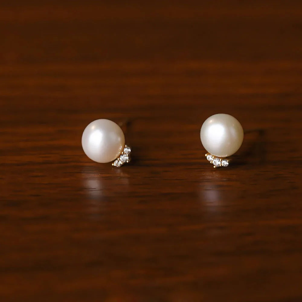 Elegant Temperament Jewelry S999 Sterling Silver Imitation Pearl Stud Earrings for Women Jewelry Accessories YB-XY-200